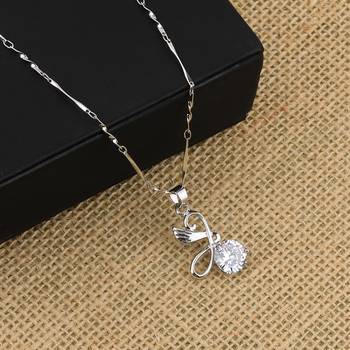 Silver Plated Chain With Stylish Different Look Solitaire Diamond Pendant For Women 5