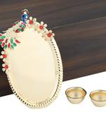 Gold Plated Designer-Ethanic Peacock Design Kankavati Pooja Thali