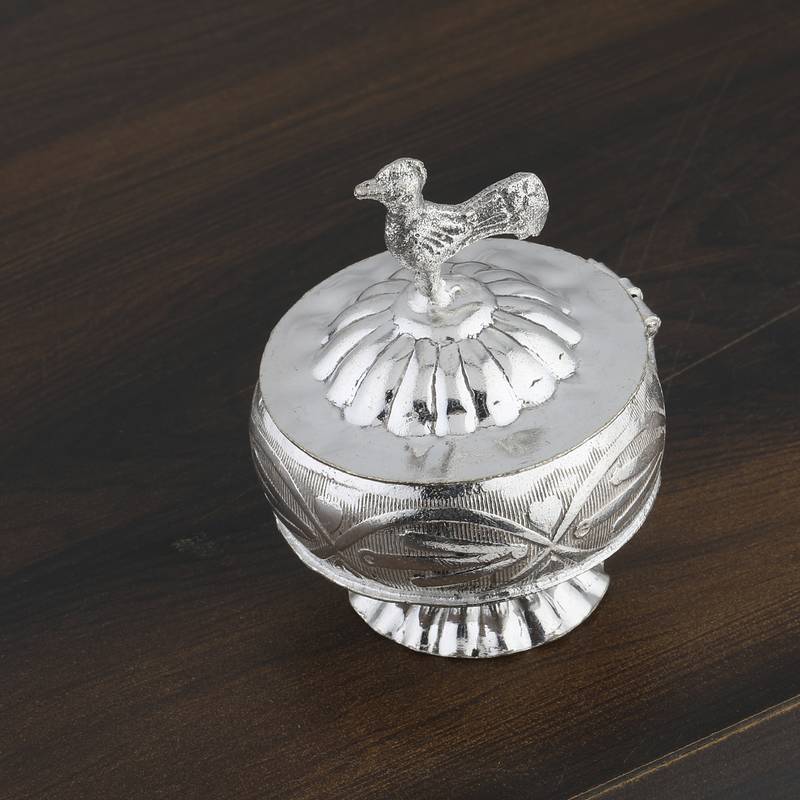 Silver Plated  Designer Kankavati/Sindoor Dabbi Set Of 1