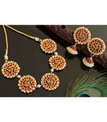 Beautiful Gold Tone Kemp Green Designer Necklace Set