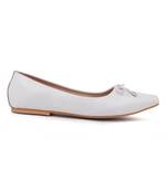 Trends & Trades Women's White Flats Pointed Toe Casual Shoes