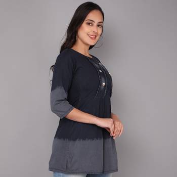 silver and dark blue  Denim top with button 3