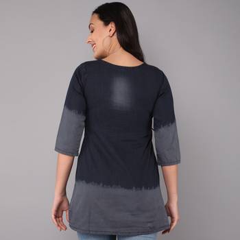 silver and dark blue  Denim top with button 5