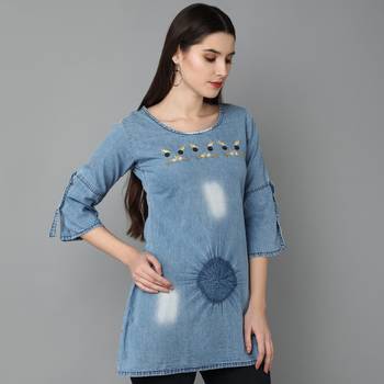 blue  Denim top with Embroidered work 1