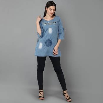 blue  Denim top with Embroidered work 2