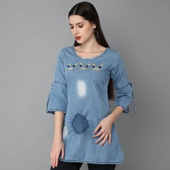 blue  Denim top with Embroidered work 3