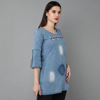blue  Denim top with Embroidered work 4