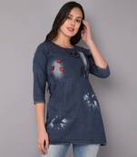 blue  Denim top with buturflay button