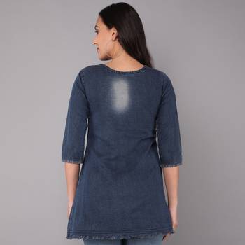 blue  Denim top with buturflay button 5