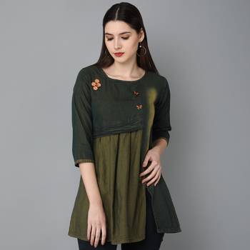 khakhi  Denim top with buturflay button 1
