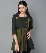 khakhi  Denim top with buturflay button