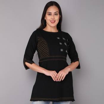 black  Denim top with button 1
