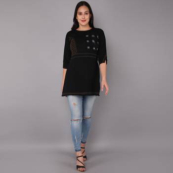 black  Denim top with button 2