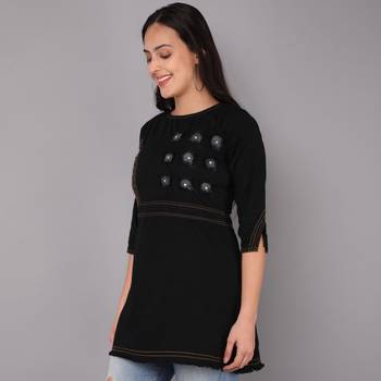 black  Denim top with button 4