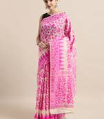 Cream Woven Cotton Poly Saree With Blouse