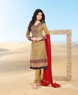 Beige self design georgette salwar 1