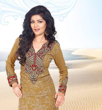 Beige self design georgette salwar 2