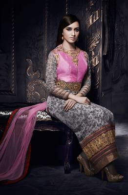 Grey embroidered georgette salwar 1