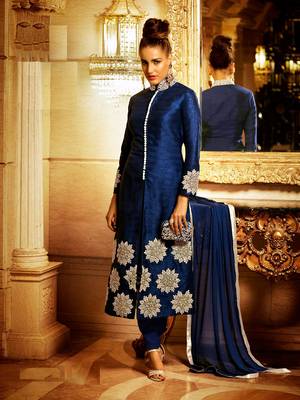 Blue embroidered silk salwar 1