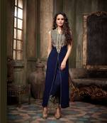 Blue embroidered silk salwar