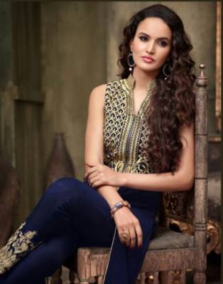 Blue embroidered silk salwar 2
