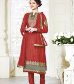 Red self design georgette salwar