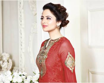 Red self design georgette salwar 2
