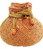 Beaded Drawstring Potli/Batwa  Red