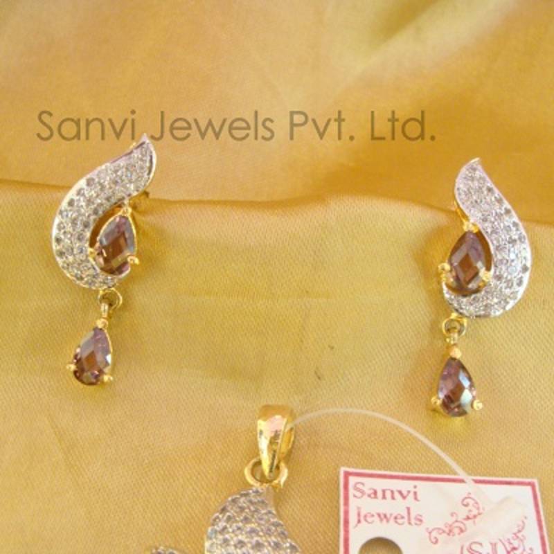 Designer Rhodolite Pendant Set 