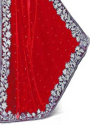 Red Brasso Velvet Saree With Blouse 3