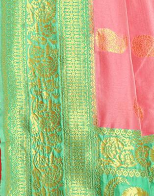 Pink woven tussar silk saree with blouse 4