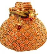 Beaded Drawstring Potli/Batwa  Orange