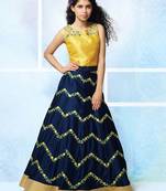 MustardY Yellow Zorba Silk Embroidery Wedding Wear Lehenga Choli For Girls