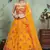 Yellow Embroidered Net Semi Stitched Lehenga