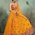 Yellow Embroidered Net Semi Stitched Lehenga