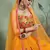 Yellow Embroidered Net Semi Stitched Lehenga