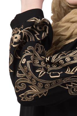 Black Color Abaya By Machine Embroidery 2
