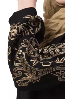 Black Color Abaya By Machine Embroidery