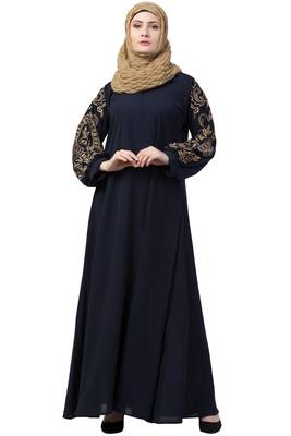 Blue Plain Kashibo Kaftan And Hijab 1
