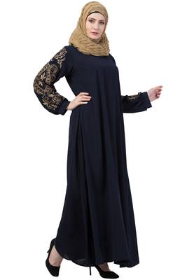Blue Plain Kashibo Kaftan And Hijab 3