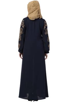 Blue Plain Kashibo Kaftan And Hijab 4