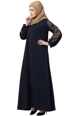 Blue Plain Kashibo Kaftan And Hijab 5
