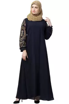 Blue Plain Kashibo Kaftan And Hijab
