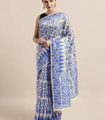 Cream Woven Cotton Poly Saree With Blouse