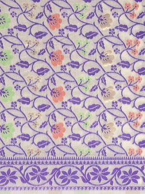 Cream Woven Cotton Poly Saree With Blouse 3