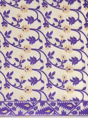 Cream Woven Cotton Poly Saree With Blouse 4