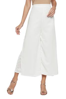 White plain georgette palazzo pants 1