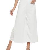 White plain georgette palazzo pants
