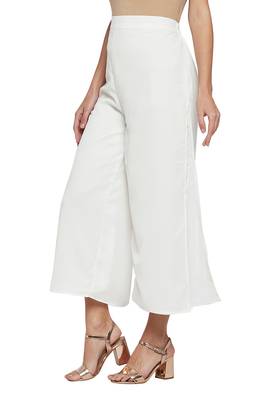 White plain georgette palazzo pants 2