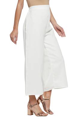 White plain georgette palazzo pants 3